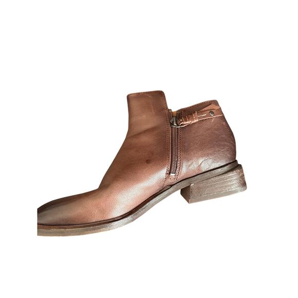 Franco Sarto Brown Leather Ankle Boots Women’s Size 7 Zip Side Low Heel Booties - Picture 6 of 6
